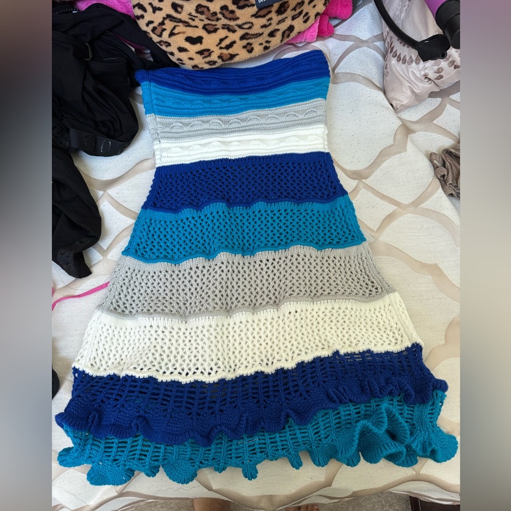 SHEIN Strapless Multicolor Knit Dress